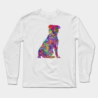 Staffordshire Bull Terrier watercolor Long Sleeve T-Shirt